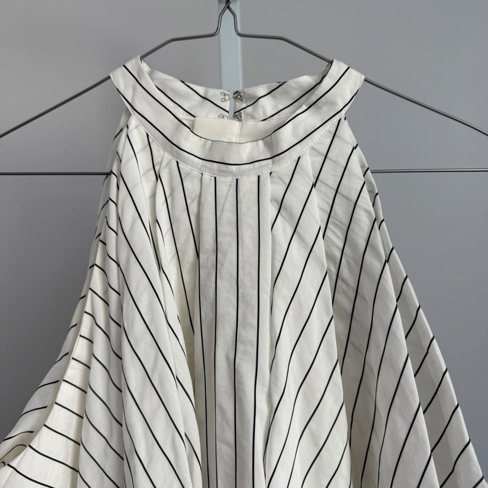 C/MEO Collective Cotton Clean Coastal Office Siren Striped Halter Top M Ivory - Picture 2 of 8